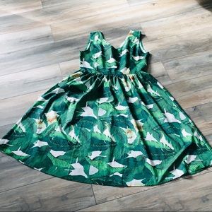 Palm print A-line dress